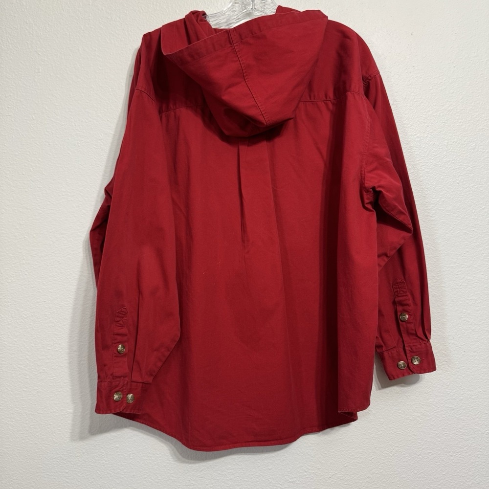 Liz Claiborne Red Long Sleeve Button Up Shirt Womens Size XL Hoodie 90s Vintage - Picture 2 of 12